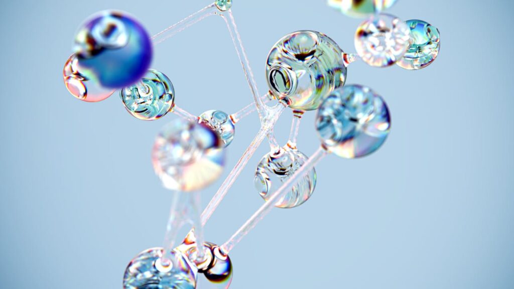 abstract glass molecule showing data nodes. Business Matchmaking Platform